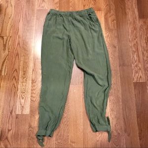 Dark Green elastic waist pants